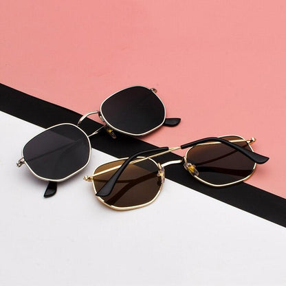 Vintage Gold Sunglasses Men Square Metal Frame