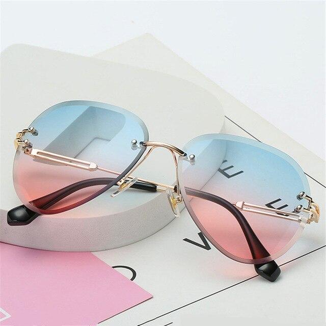 Rimless Sunglasses Women Metal Farme UV400