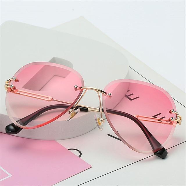 Rimless Sunglasses Women Metal Farme UV400