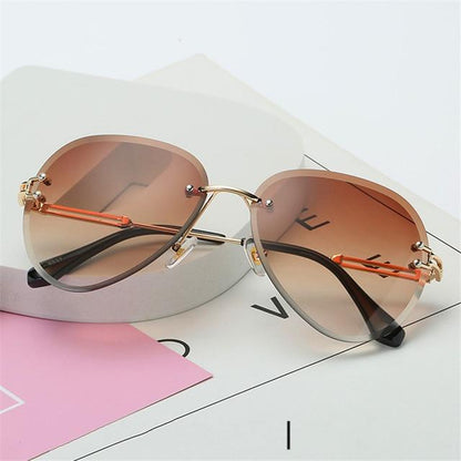 Rimless Sunglasses Women Metal Farme UV400