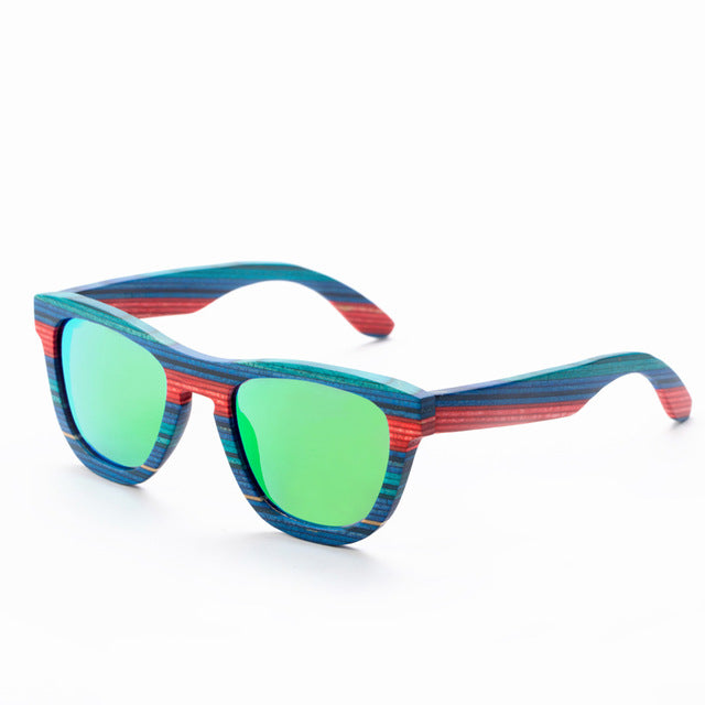 Retro Handmade Blue Colored wooden frame sunglasses