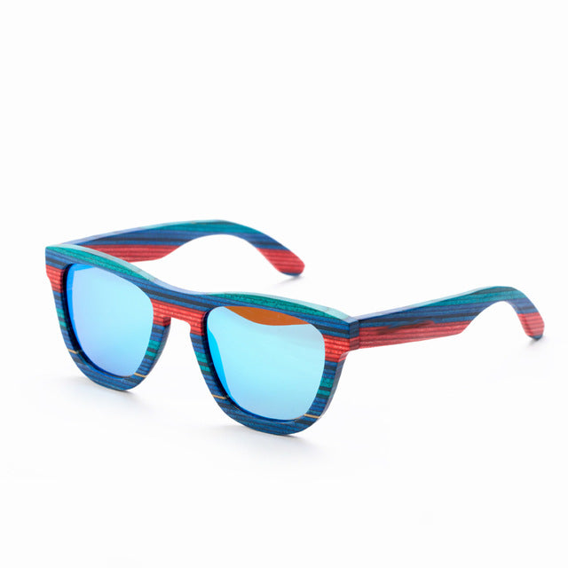 Retro Handmade Blue Colored wooden frame sunglasses