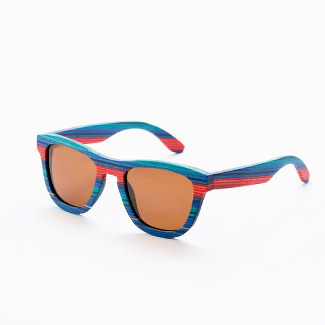 Retro Handmade Blue Colored wooden frame sunglasses